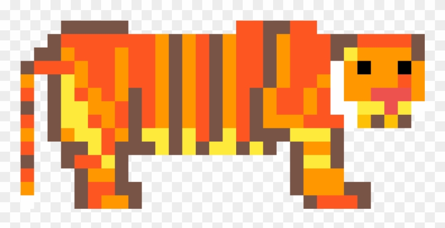 A Chunky Pixel Art Tiger - Indian Elephant Clipart
