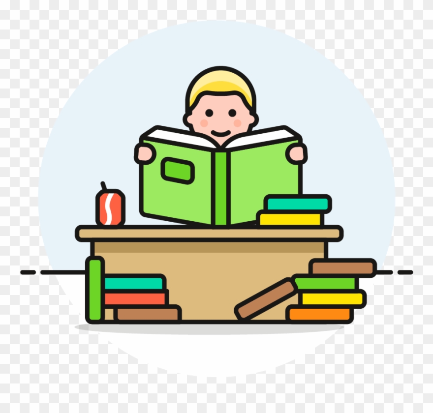 20 Student Reading Male Caucasian - Cartoon Clipart