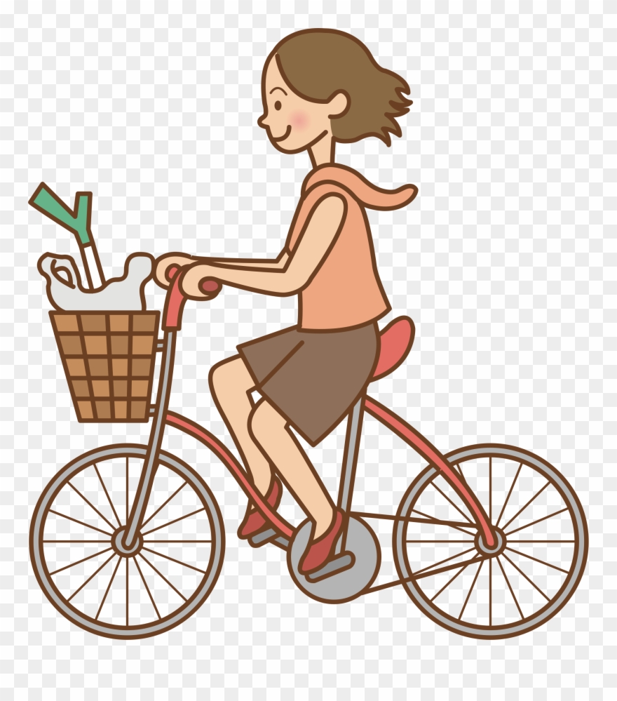 Clipart Transparent Library Woman Bicycle Big Image - Riding A Bike Clipart - Png Download