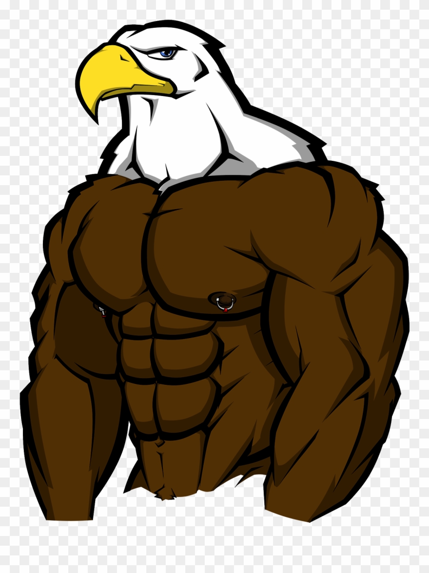 Muscle Bird Of Prey - Cartoon Eagle With Muscles Clipart