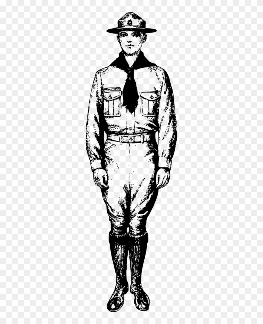Black White,boyscout,b Vector Graphics - Buy Boy Scout Sketch Clipart