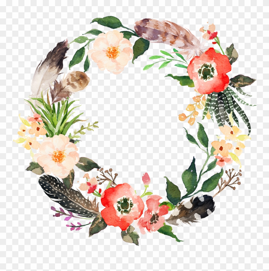 Invitation Wreath Watercolor Painting - Watercolour Floral Wreath Transparent Png Clipart