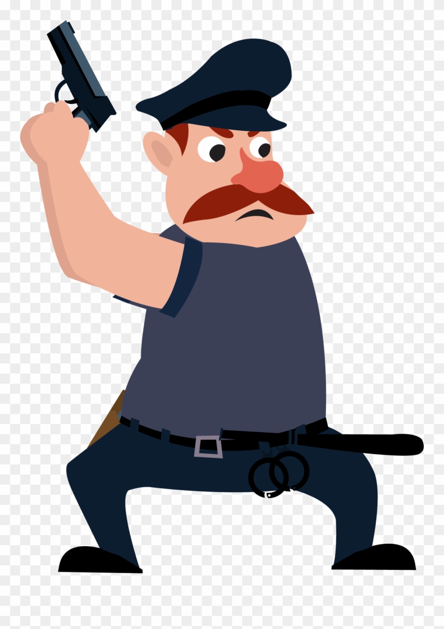 Banner Free Stock Cartoon Police Officer Icon - Police With Gun Png Clipart