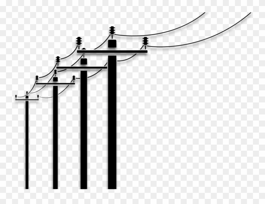 Black And White Stock Bucket Truck Clipart - Power Lines Clip Art - Png Download