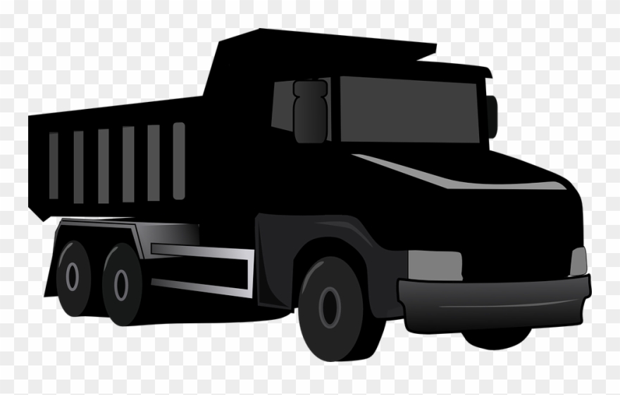 Truck Construction Transportation Cat Clipart Dump - Black Truck Clipart - Png Download