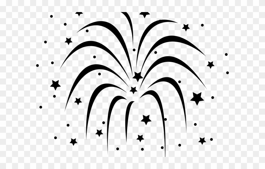 Baseball Clipart Firework - Black And White Fireworks Transparent Background - Png Download