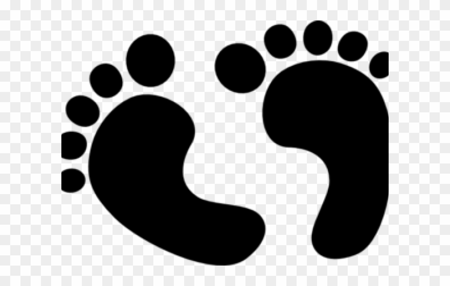 Grey Clipart Footprints - Baby Feet Clip Art Black And White - Png Download
