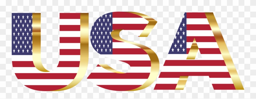 Usa Flag Typography Gold - Us American Flag Clip Art - Png Download