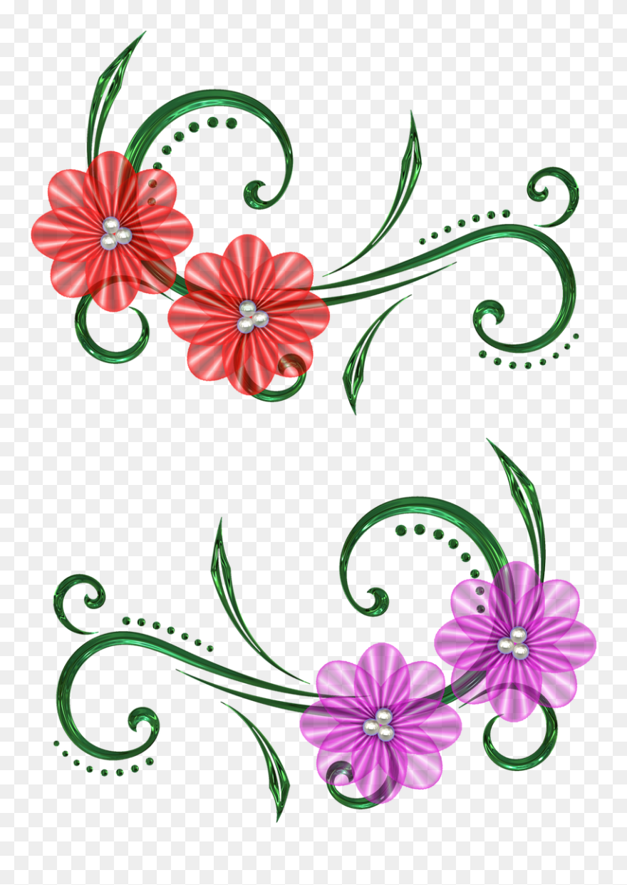 Floral Clipart Scrollwork - Flower Scrapbook Design Drawing - Png Download