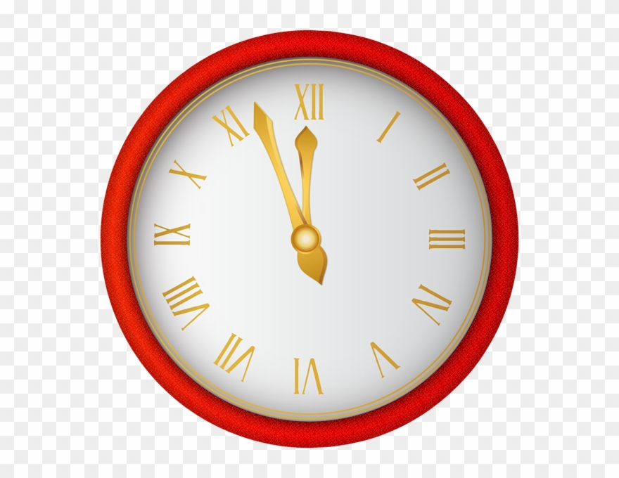 Red New Year Clock Png Clip Art Image - Huppme Analog 28 Cm Dia Wall Clock Transparent Png