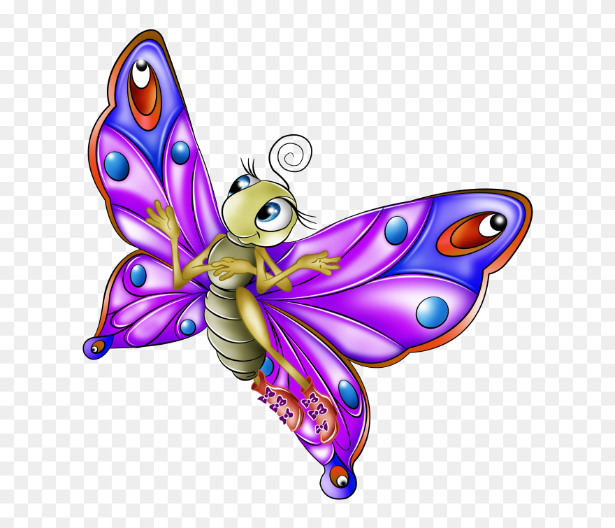 Very Colourful Butterfly Cartoon Images - Cartoon Butterfly Png Clipart
