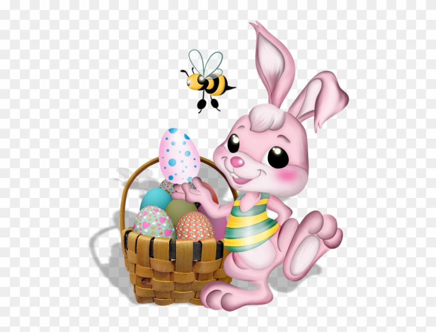 Lapin De Pâques Panier Oeufs De Pâques Chocolat Printemps - Bunny Easter Png File Clipart