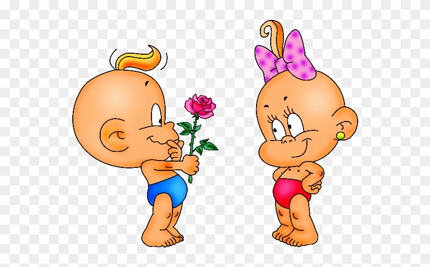 Cute Baby With Flowers Cartoon Clip Art Images Are - Child - Png Download