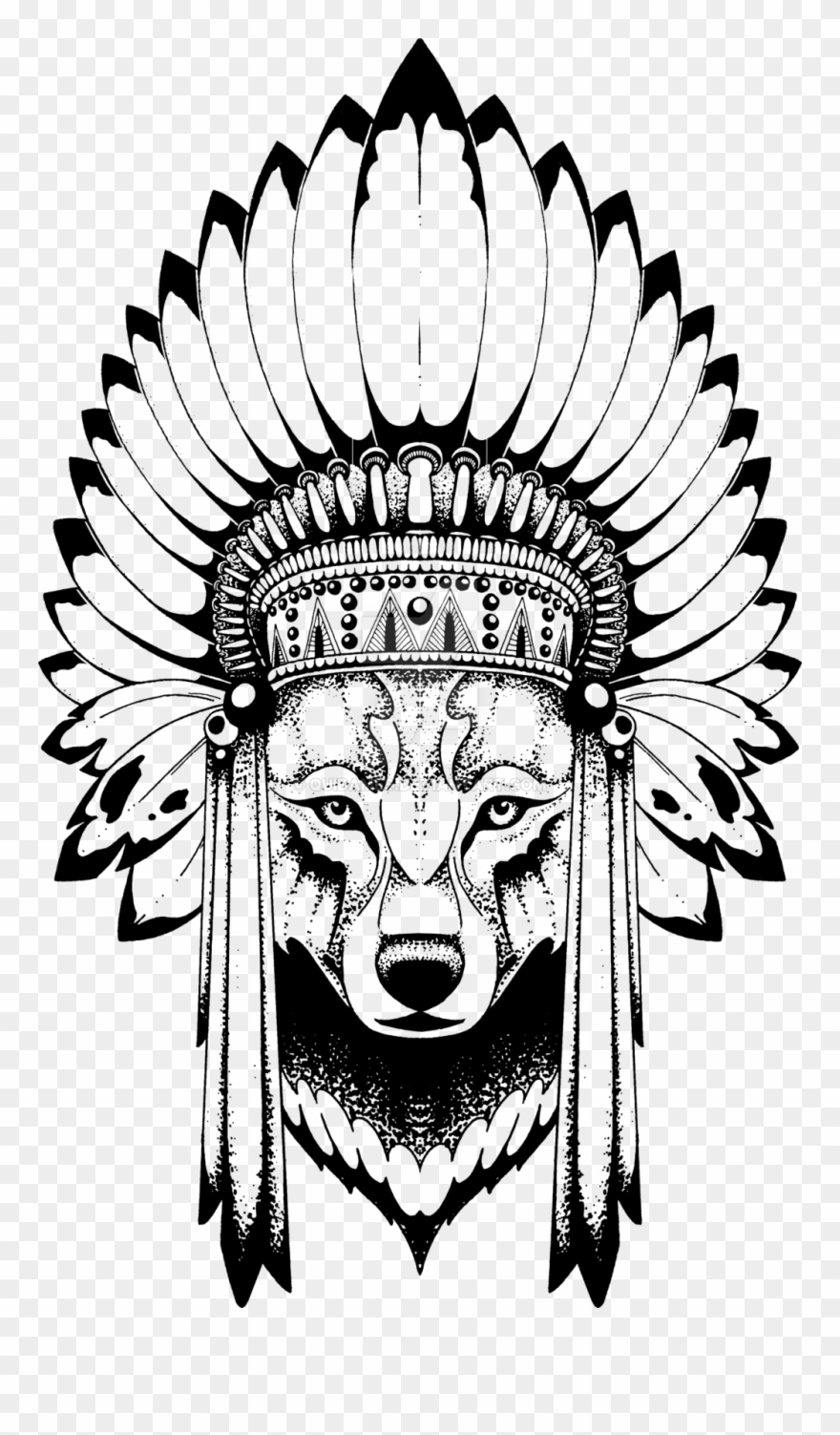 Nevermore-ink 186 11 Wolf By Quidames - Wolf With Headdress Clipart