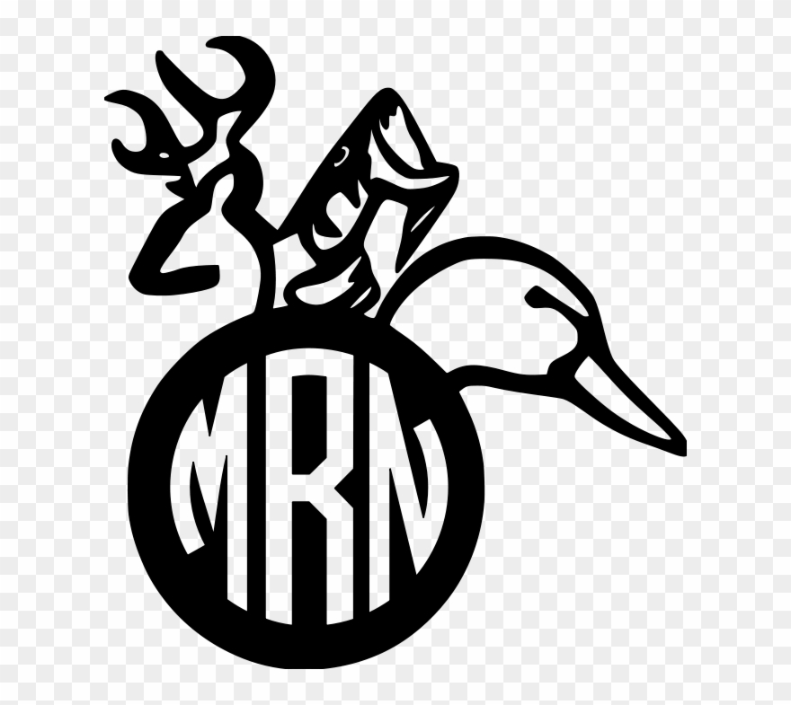 Fish Clipart Monogram - Deer Fish Duck Monogram - Png Download