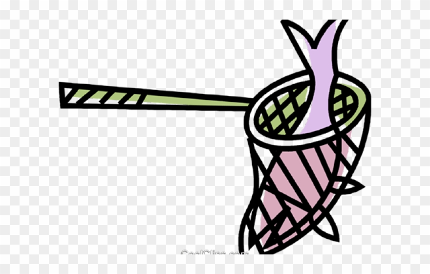 Fish In A Net Cartoon Clipart