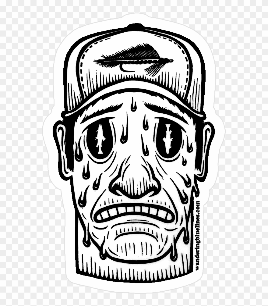 Wandering Blue Lines Fly Fishing Junkie Sticker - Fishing Stickers Clipart