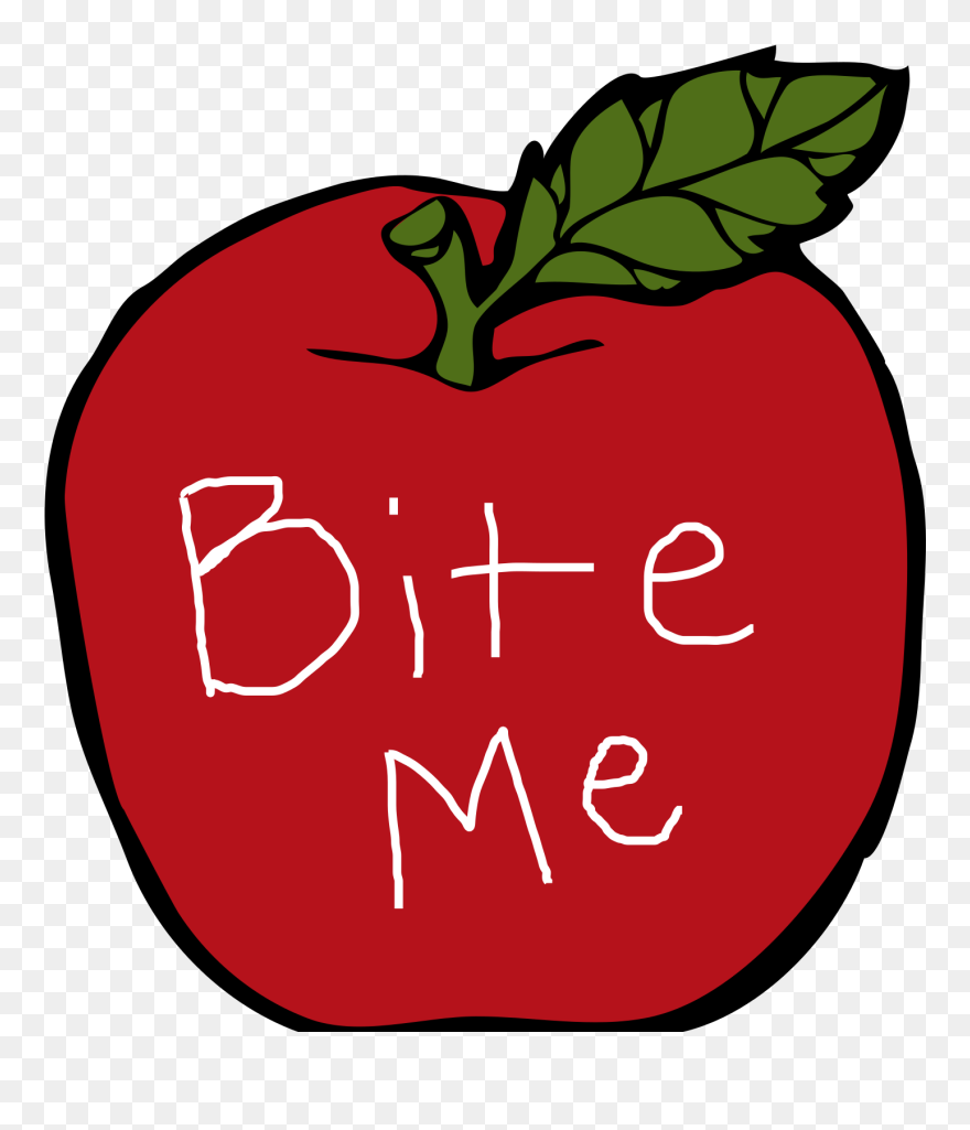 Bite Me Apple Clip Art At Clker - Apple Drawing Black And White - Png Download