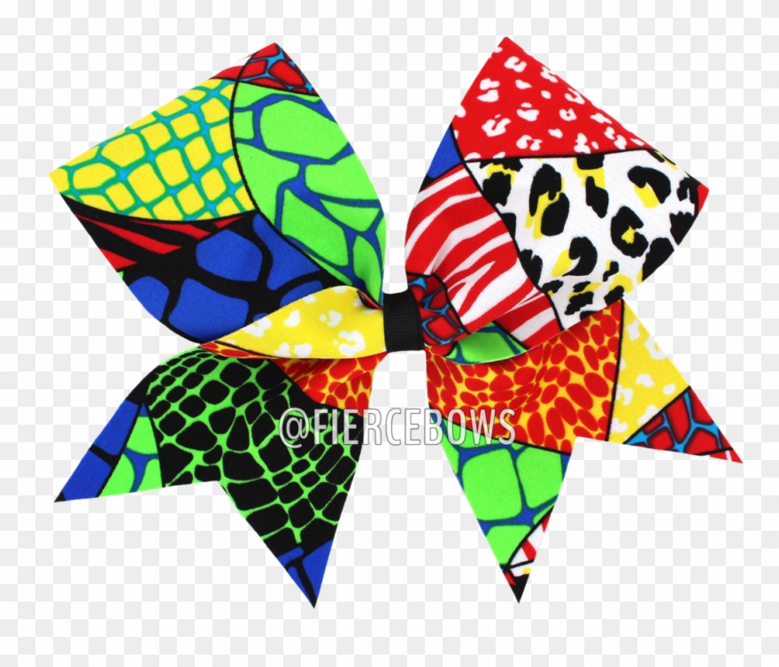 Primary Jungle Cheer Bow - Cheerleading Clipart