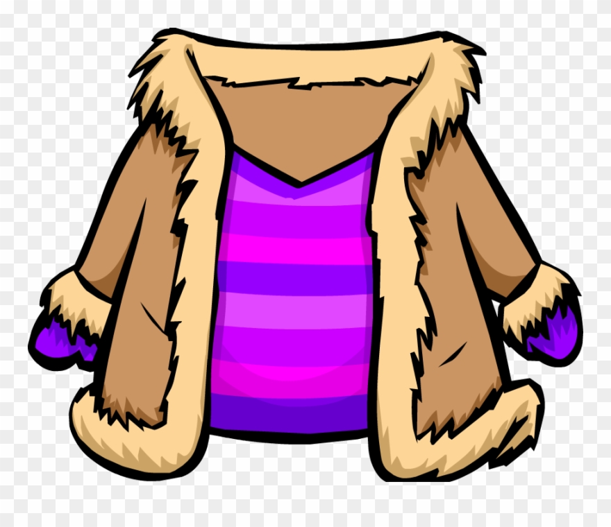 Jacket Clipart Fur Coat - Purple Jacket Club Penguin - Png Download