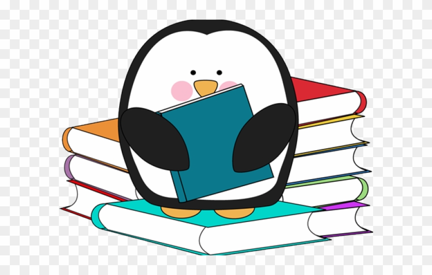 Vacation Clipart Winter - Penguin Reading A Book - Png Download
