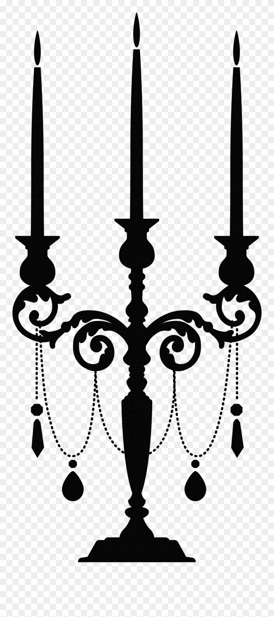 Chandelier Tattoo, Silhouette Clip Art, Vintage Clip - Candle Light Wall Sticker - White - Png Download