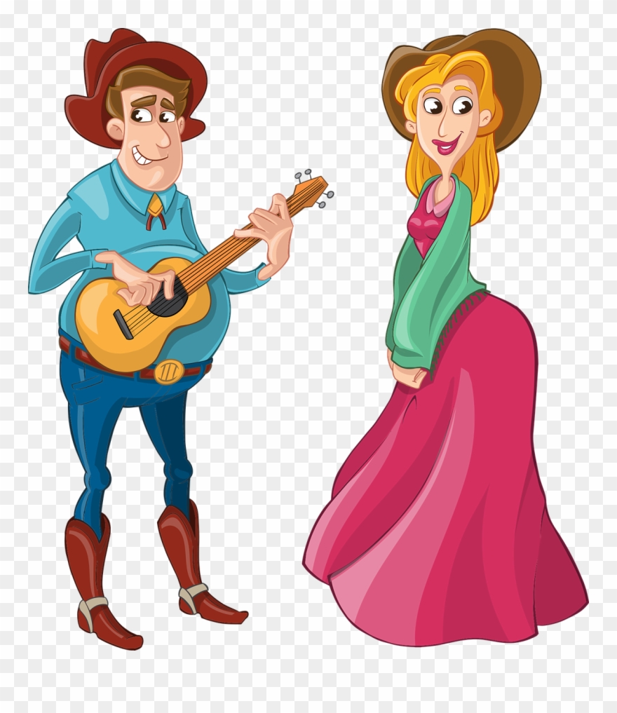 Boogie Back To Bastrop - Cowboy Couple Cartoon Clipart
