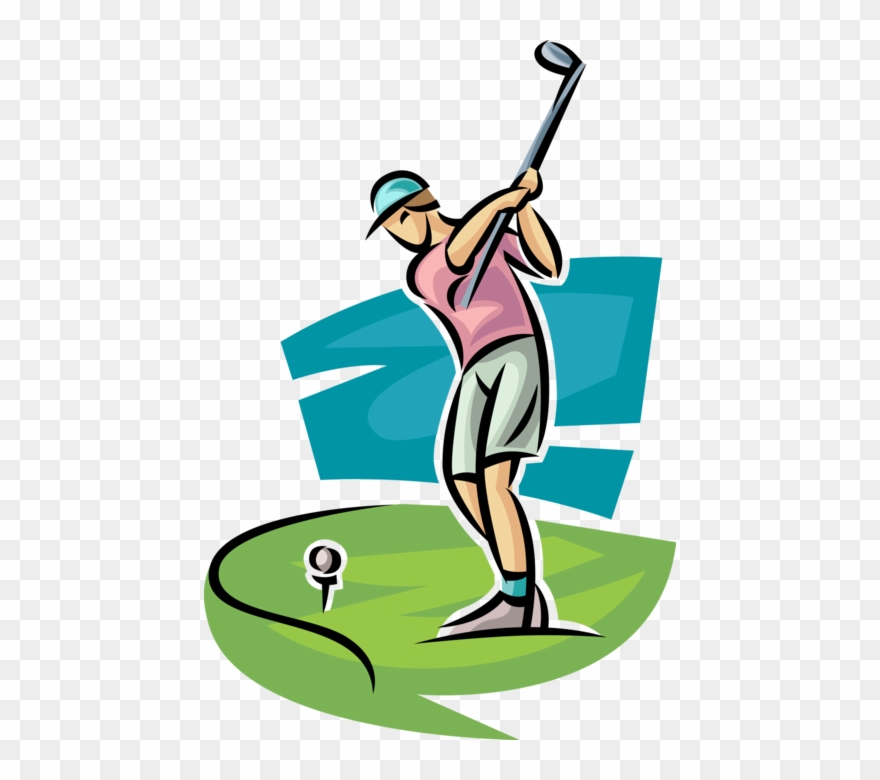 Golfer Swings Club Vector Image Illustration Of - Illustration Clipart