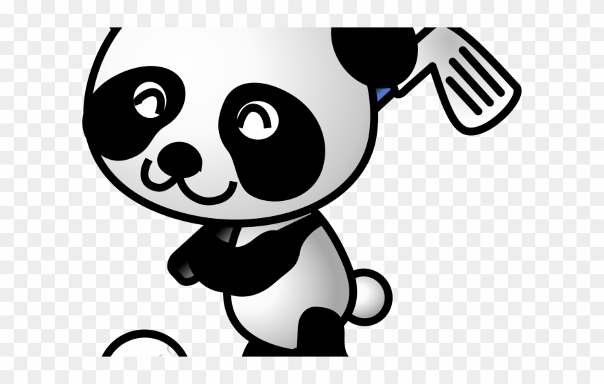 Mini Golf Clipart Black And White - Panda In The Rain Cartoon - Png Download