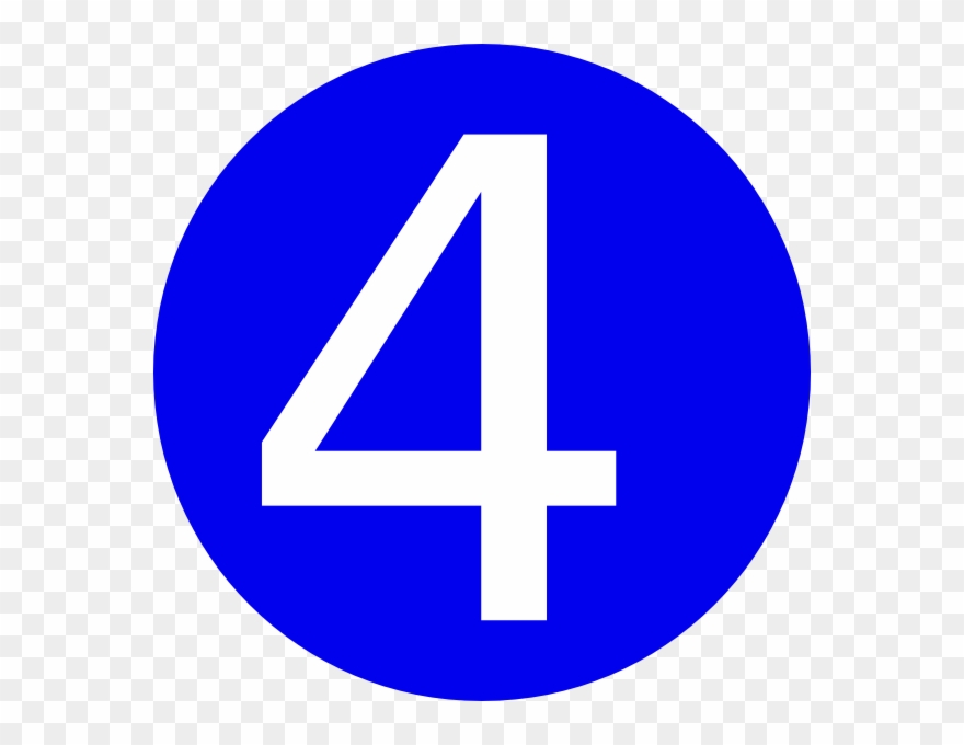 Blue Roundedwith Number 4 Clip Art - 4 Clipart Blue - Png Download
