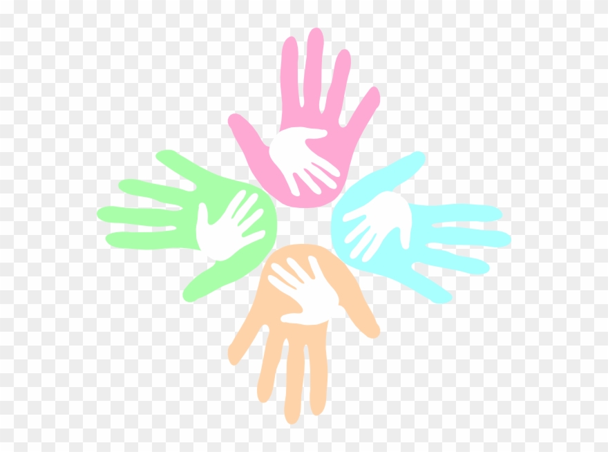 Four Colored Hands Pastel 2 Svg Clip Arts 600 X 574 - Png Download
