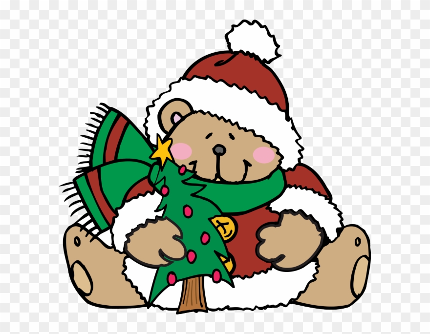 Cute Teddy Bears Dressed For Christmas - Bear With Christmas Tree Clipart - Png Download
