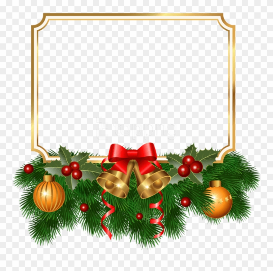 Christmas Golden Free - Christmas Frame Clipart Png Transparent Png