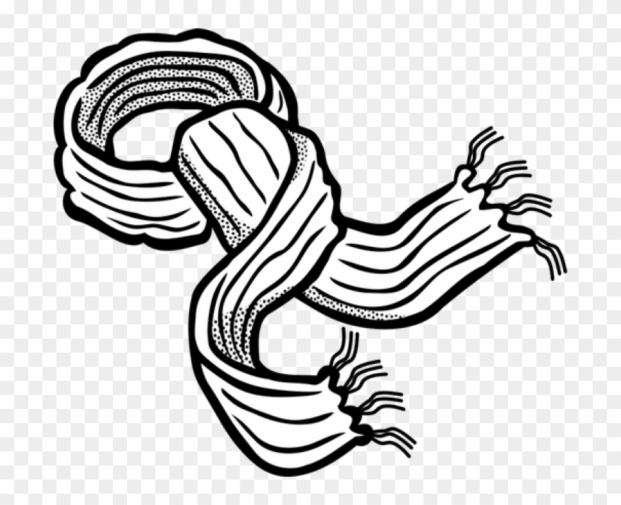 Scarf Clipart - Scarf Clipart Black And White - Png Download