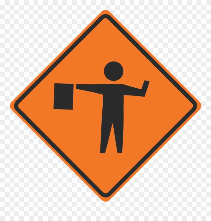 Flagger-banner - Construction Flagger Sign Clipart