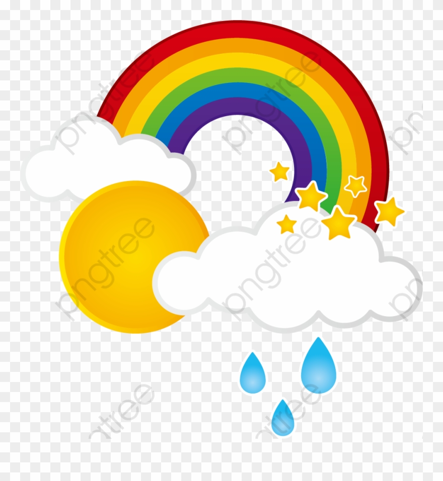 Clouds And Sun Png - Rainbow With Clouds Clipart Png Transparent Png