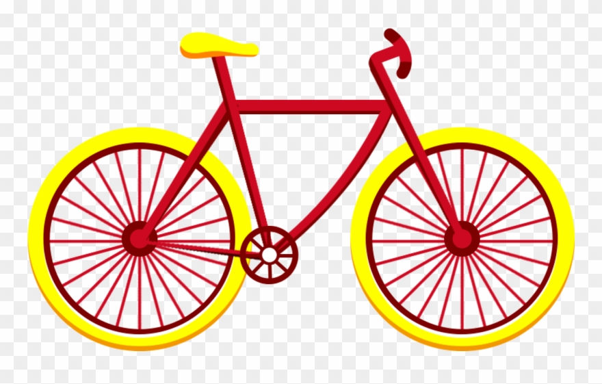 Red Yellow Bicycle Vehicle Flat Wind Png And Psd - Cycling Puns Clipart