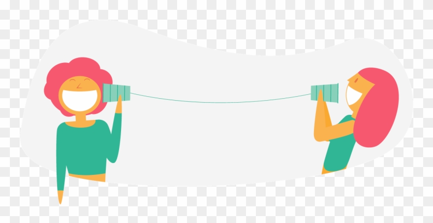 Girls Talking Through Tin Can Telephone - Cartoon Clipart