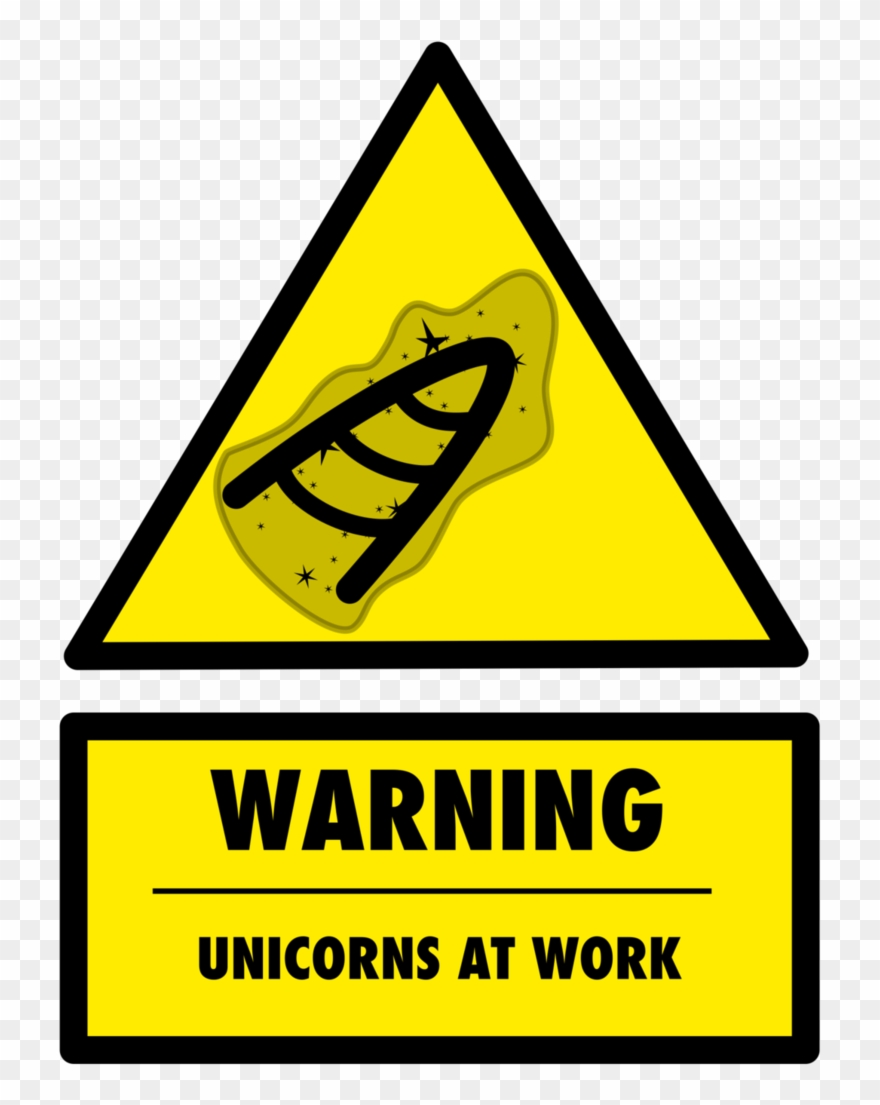 Unicorn Caution Sign By Burntcircuit - Danger Moving Machinery Sign Clipart