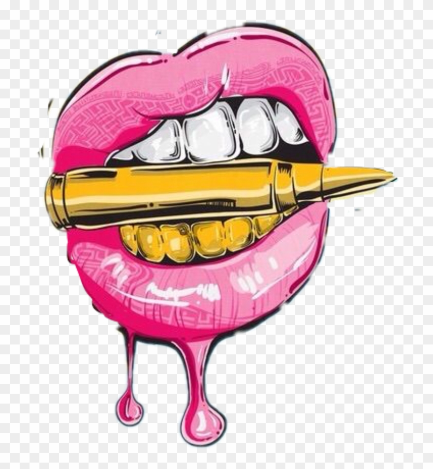 #lips #bullet - Lips With Bullet Drawing Clipart