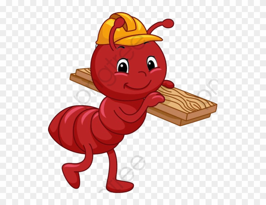 Carrying Boards Ant - Hard Working Ant Cartoon Clipart