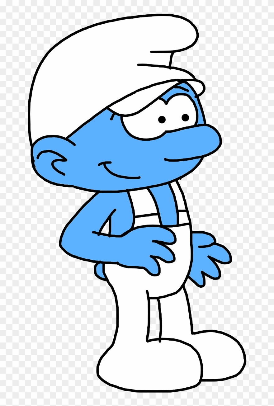 Handy Smurf In White Overalls - Cartoon Clipart