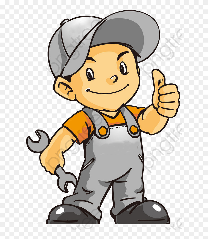 Black Repairman Clipart - 卡通 修 车 工人 - Png Download