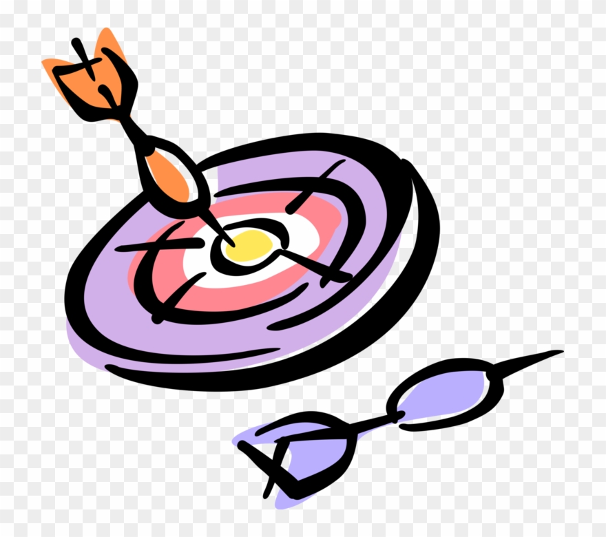 Dart In Dartboard - Clip Art - Png Download