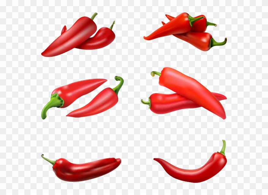 Chili Realistic Mesh Fill Art - Bird's Eye Chili Clipart