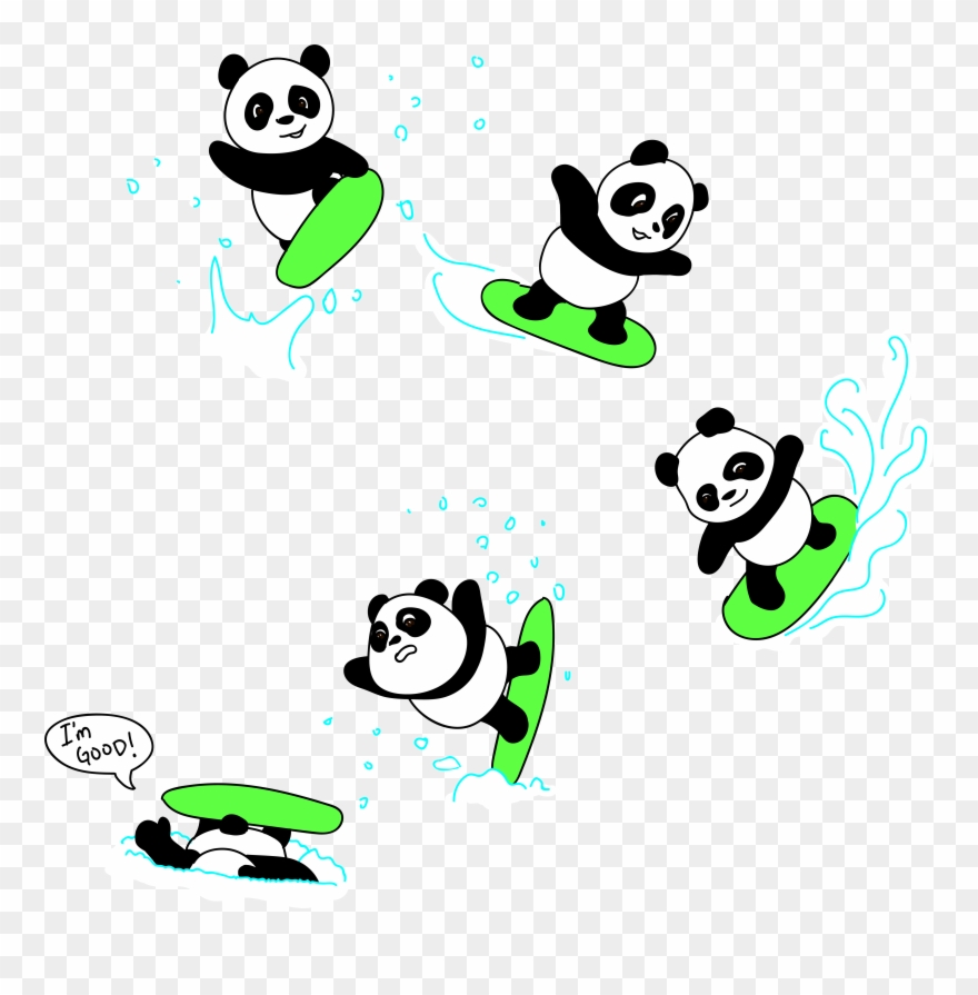 Are You Like A Panda When You Snowboard Me Too - Cartoon Clipart