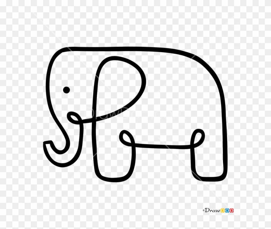 How To Draw Cute - Minimalist Elephant Drawing Clipart