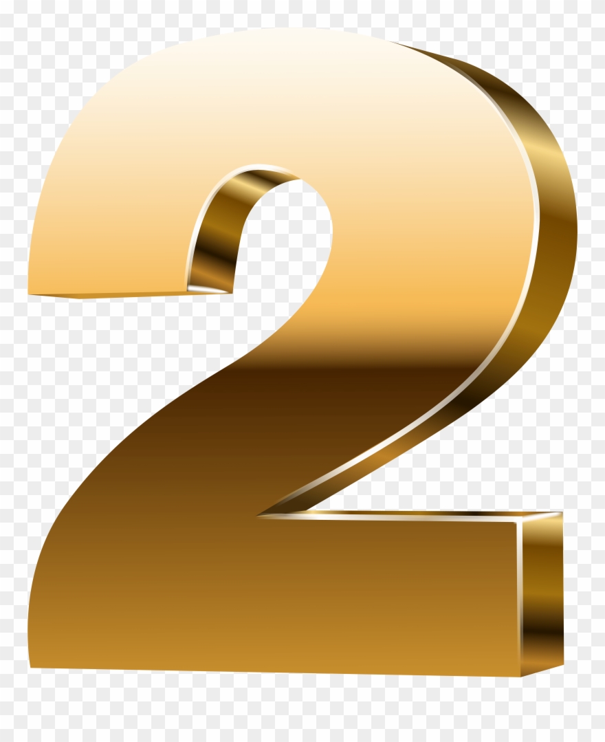 Number Two 3d Gold Clip Art - Png Download