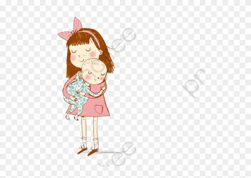 Apron Clipart Baby - Sister And Baby Brother Cartoon - Png Download