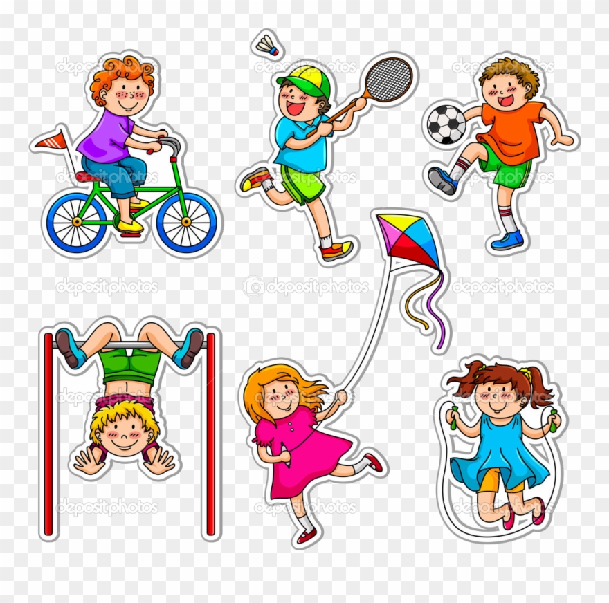 Sports Kids Clipart Depositphotos Active Playing Transparent - Activities Done During Day Time - Png Download